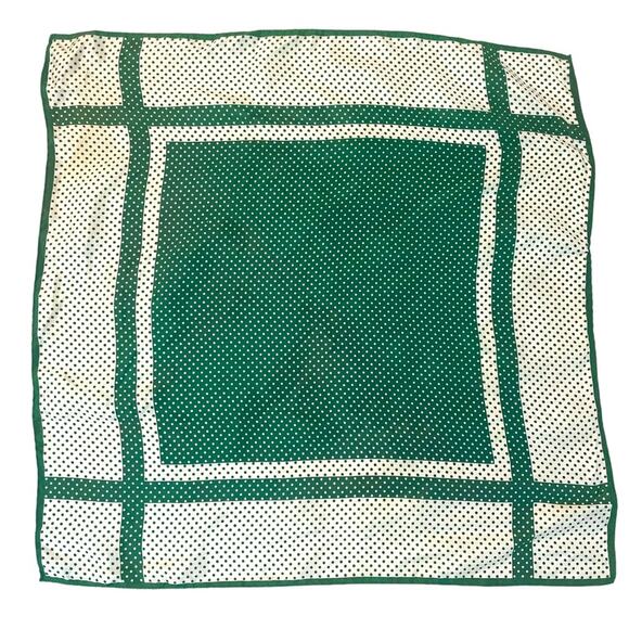 Mid Century Mod Scarf Women's Green Polka Dot Square MCM Retro Vintage - Picture 3 of 3